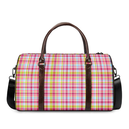Cotton Candy Pastel Plaid Pattern Print Duffle Bag
