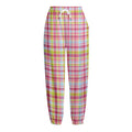Cotton Candy Pastel Plaid Pattern Print Fleece Lined Knit Pants