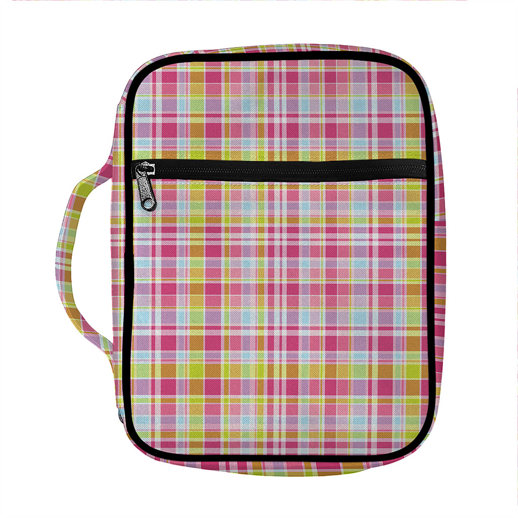 Cotton Candy Pastel Plaid Pattern Print Front Pocket Bible Bag