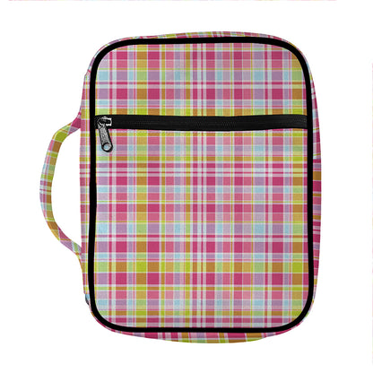 Cotton Candy Pastel Plaid Pattern Print Front Pocket Bible Bag