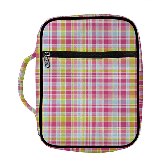 Cotton Candy Pastel Plaid Pattern Print Front Pocket Bible Bag