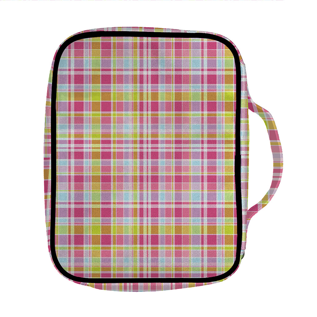 Cotton Candy Pastel Plaid Pattern Print Front Pocket Bible Bag