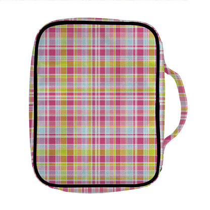 Cotton Candy Pastel Plaid Pattern Print Front Pocket Bible Bag
