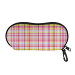 Cotton Candy Pastel Plaid Pattern Print Glasses Case