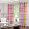 Cotton Candy Pastel Plaid Pattern Print Grommet Curtains