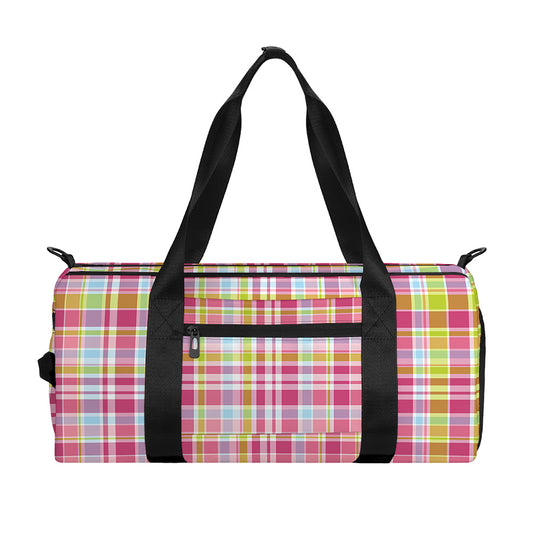 Cotton Candy Pastel Plaid Pattern Print Gym Bag