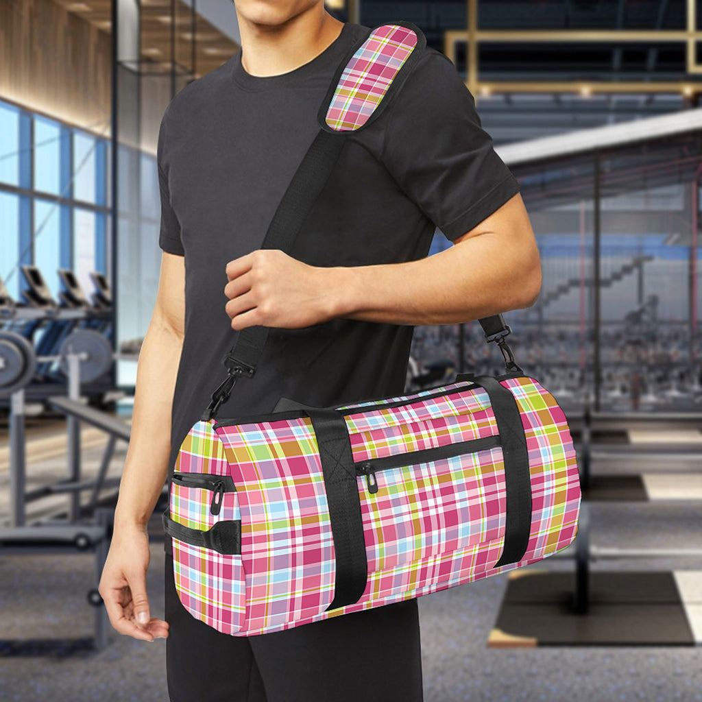 Cotton Candy Pastel Plaid Pattern Print Gym Bag