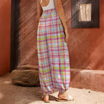 Cotton Candy Pastel Plaid Pattern Print Harem Pants