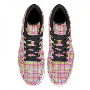 Cotton Candy Pastel Plaid Pattern Print High Top Leather Sneakers