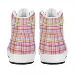 Cotton Candy Pastel Plaid Pattern Print High Top Leather Sneakers