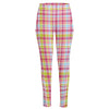 Cotton Candy Pastel Plaid Pattern Print High-Waisted Pocket Leggings