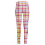 Cotton Candy Pastel Plaid Pattern Print High-Waisted Pocket Leggings