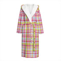 Cotton Candy Pastel Plaid Pattern Print Hooded Bathrobe