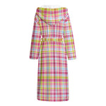 Cotton Candy Pastel Plaid Pattern Print Hooded Bathrobe