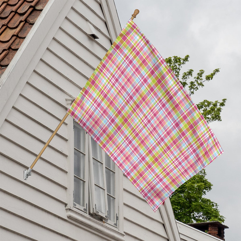Cotton Candy Pastel Plaid Pattern Print House Flag