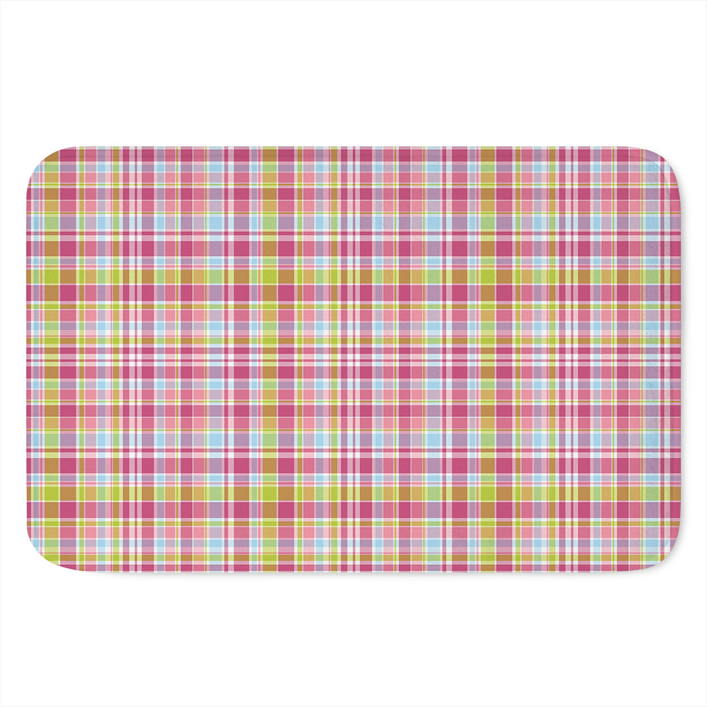Cotton Candy Pastel Plaid Pattern Print Indoor Door Mat
