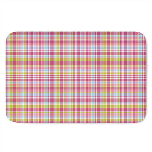 Cotton Candy Pastel Plaid Pattern Print Indoor Door Mat