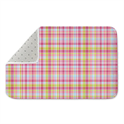 Cotton Candy Pastel Plaid Pattern Print Indoor Door Mat