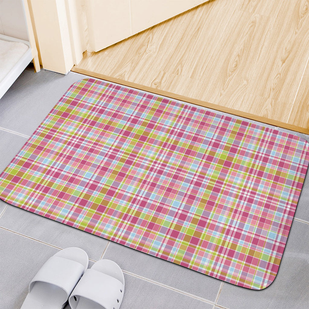 Cotton Candy Pastel Plaid Pattern Print Indoor Door Mat