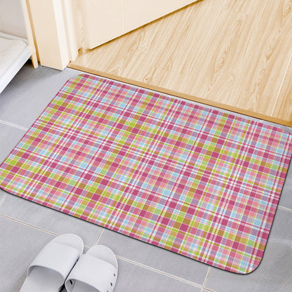 Cotton Candy Pastel Plaid Pattern Print Indoor Door Mat