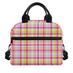 Cotton Candy Pastel Plaid Pattern Print Insulated Lunch Bag