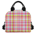 Cotton Candy Pastel Plaid Pattern Print Insulated Lunch Bag