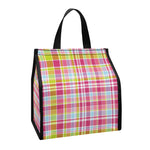 Cotton Candy Pastel Plaid Pattern Print Insulated Lunch Tote