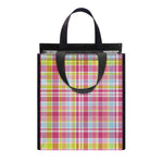 Cotton Candy Pastel Plaid Pattern Print Insulated Lunch Tote