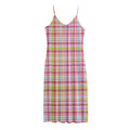 Cotton Candy Pastel Plaid Pattern Print Jersey Midi Cami Dress