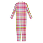 Cotton Candy Pastel Plaid Pattern Print Jumpsuit