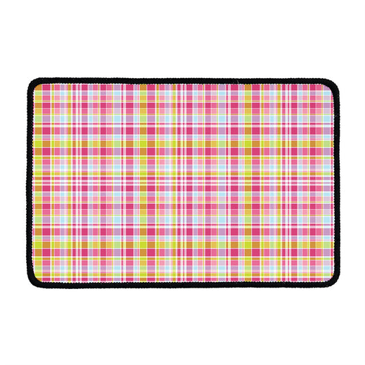 Cotton Candy Pastel Plaid Pattern Print Kitchen Mat