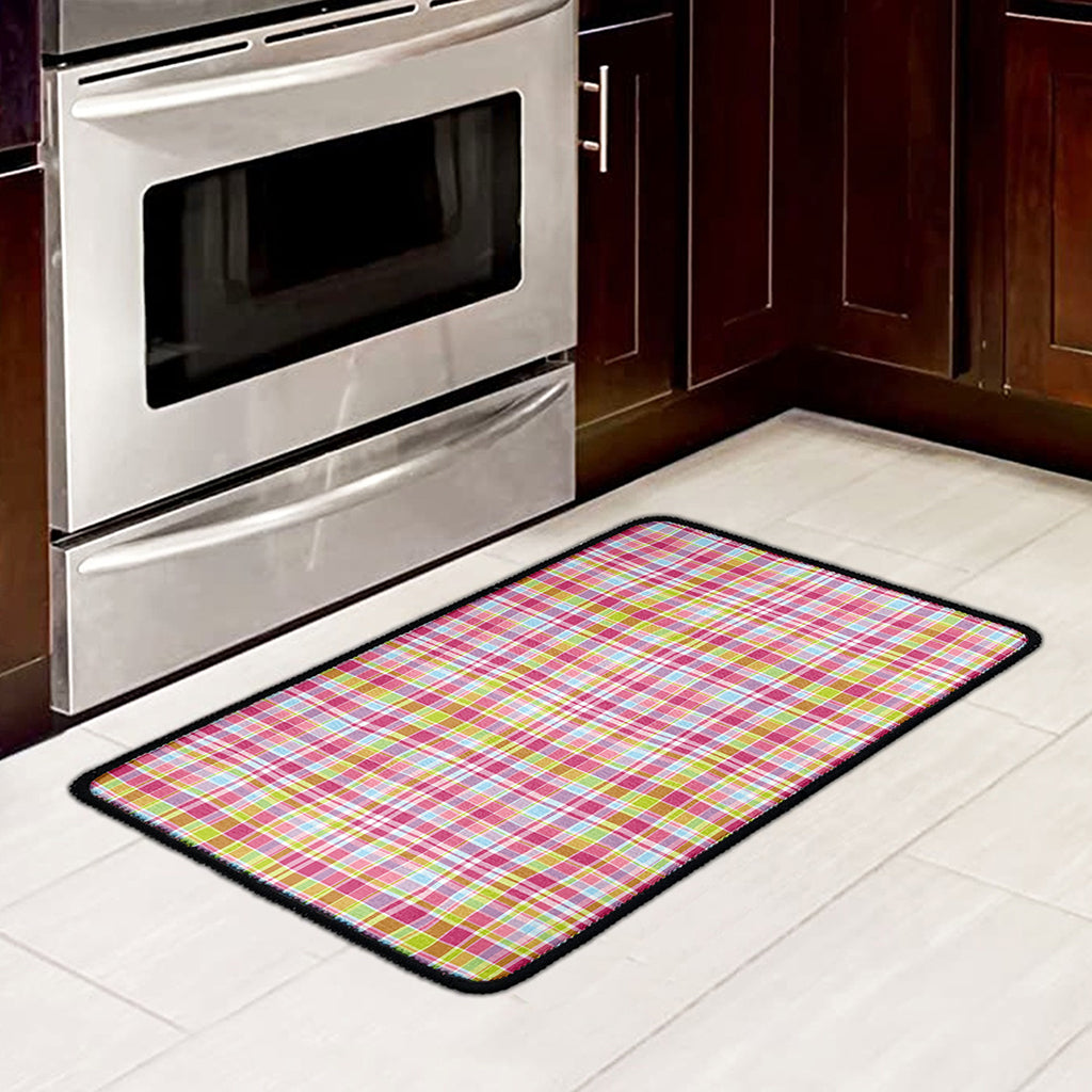 Cotton Candy Pastel Plaid Pattern Print Kitchen Mat