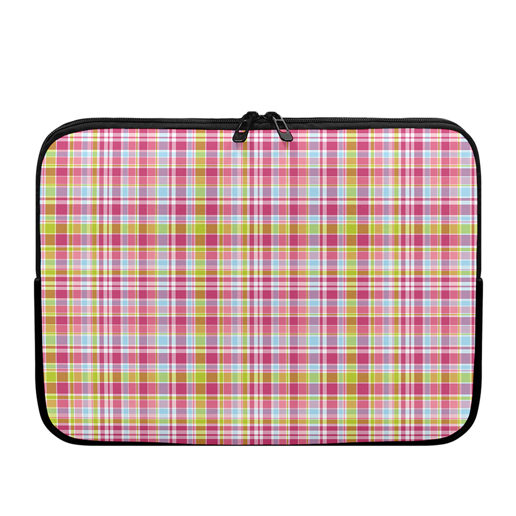 Cotton Candy Pastel Plaid Pattern Print Laptop Sleeve