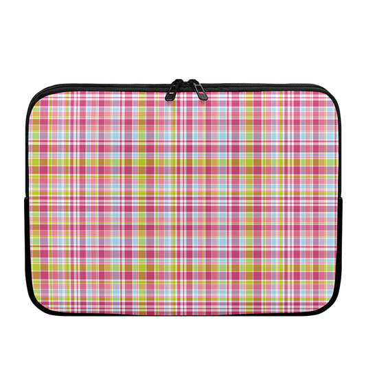 Cotton Candy Pastel Plaid Pattern Print Laptop Sleeve
