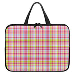 Cotton Candy Pastel Plaid Pattern Print Laptop Sleeve With Handle