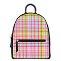 Cotton Candy Pastel Plaid Pattern Print Leather Backpack