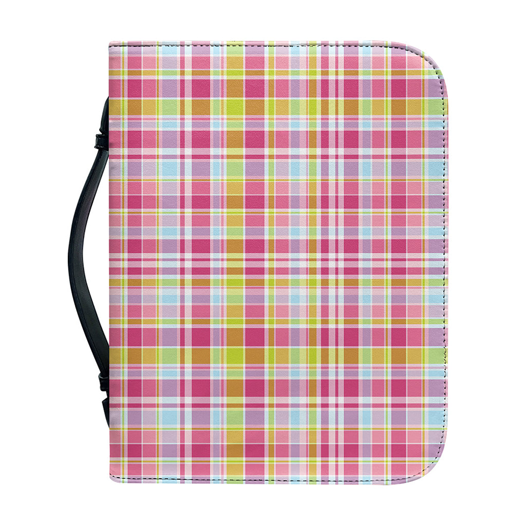 Cotton Candy Pastel Plaid Pattern Print Leather Bible Cover