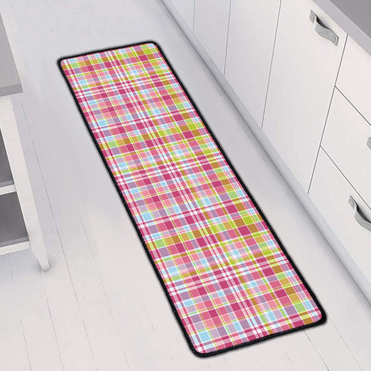 Cotton Candy Pastel Plaid Pattern Print Long Kitchen Mat