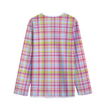 Cotton Candy Pastel Plaid Pattern Print Long Sleeve Short Coat