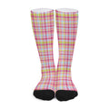 Cotton Candy Pastel Plaid Pattern Print Long Socks
