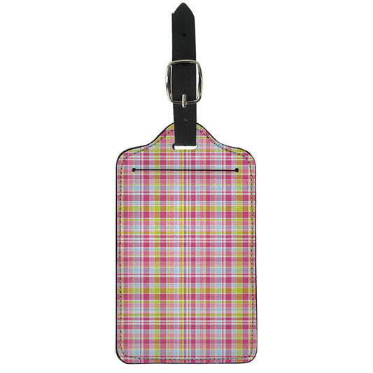 Cotton Candy Pastel Plaid Pattern Print Luggage Tag