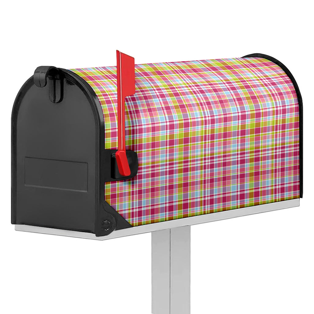 Cotton Candy Pastel Plaid Pattern Print Mailbox Cover