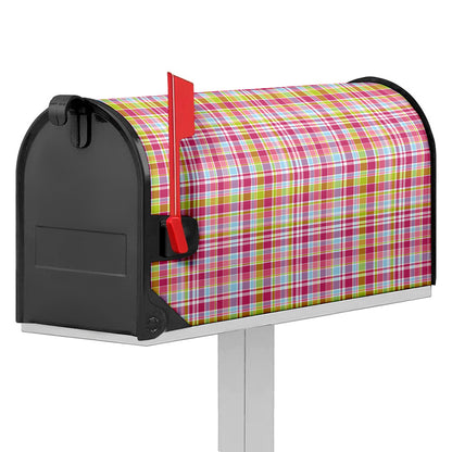 Cotton Candy Pastel Plaid Pattern Print Mailbox Cover