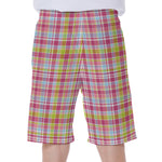 Cotton Candy Pastel Plaid Pattern Print Men's Beach Shorts