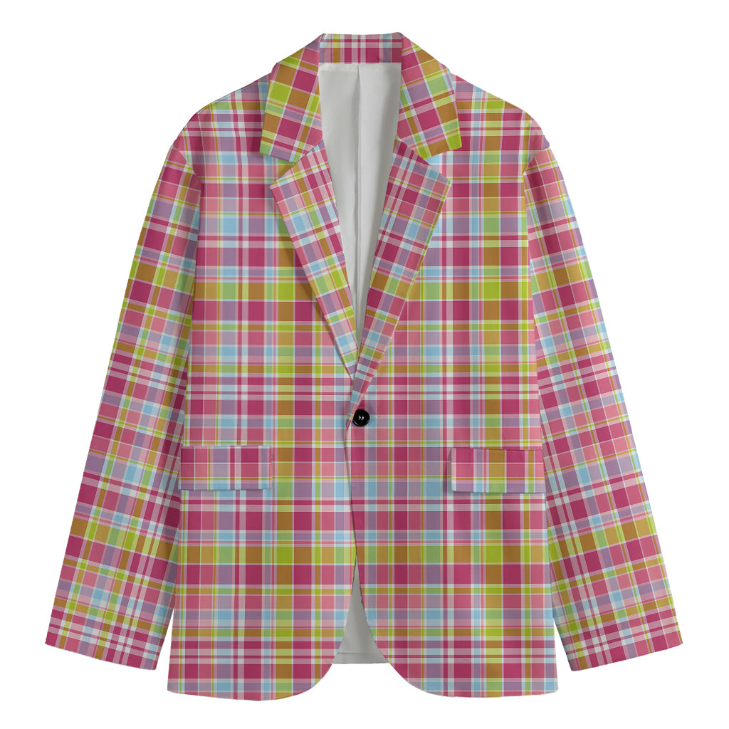 Cotton Candy Pastel Plaid Pattern Print Men's Blazer