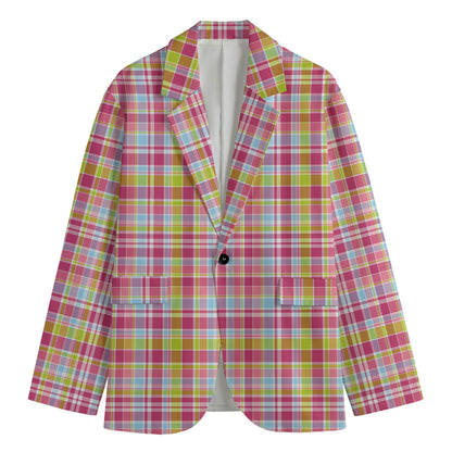 Cotton Candy Pastel Plaid Pattern Print Men's Blazer