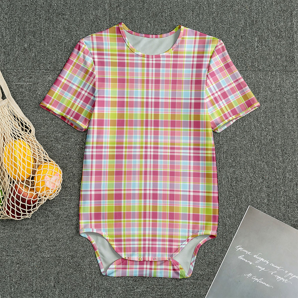 Cotton Candy Pastel Plaid Pattern Print Men's Bodysuit