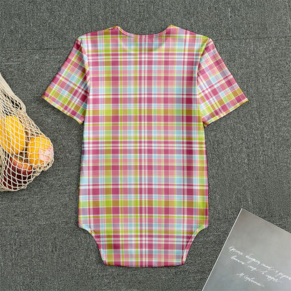 Cotton Candy Pastel Plaid Pattern Print Men's Bodysuit