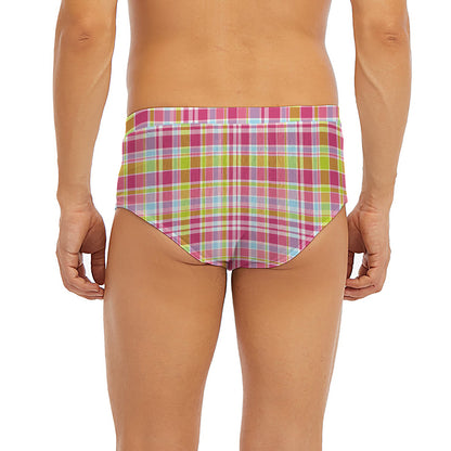 Cotton Candy Pastel Plaid Pattern Print Men's Briefs