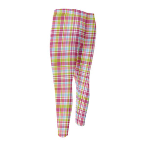 Cotton Candy Pastel Plaid Pattern Print Men's Compression Pants